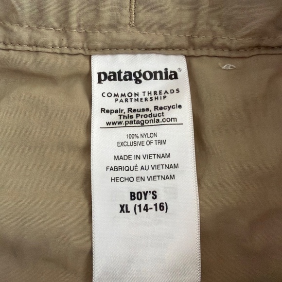 Patagonia Boys Trail Shorts Khaki Size XL 14-16 Nylon Adjustable Waist - Picture 5 of 9